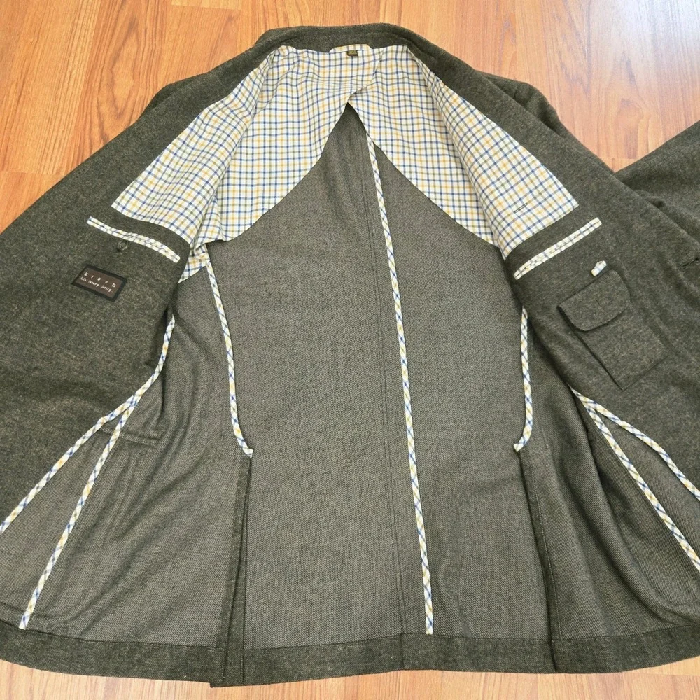 Kroon Harrison Sport Coat Mens 46L Brown marled Cotton Wool Linen Blend Blazer